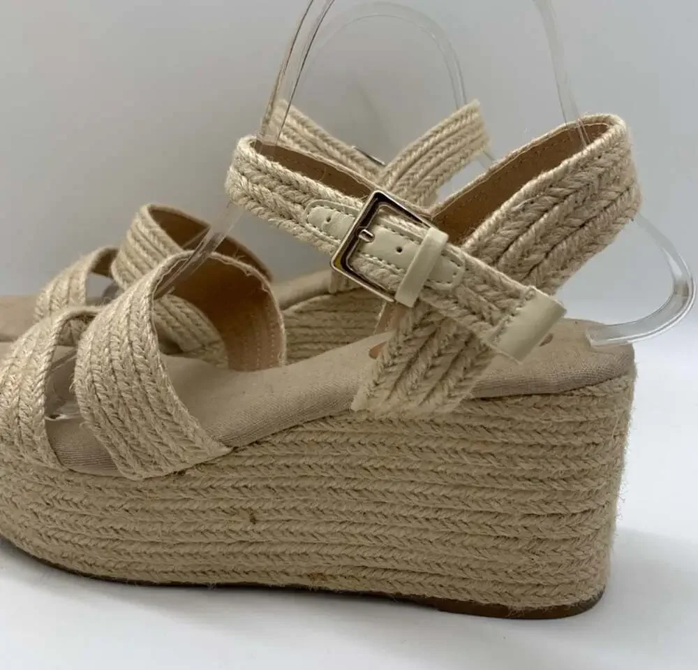 Scoop Jute Espadrille Double Strap Platform Wedge Sandals Size 10